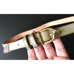 Jordache 1980s Skinny Leather Belt AVOCADO GREEN NEW WAVE chic Waist 25 S